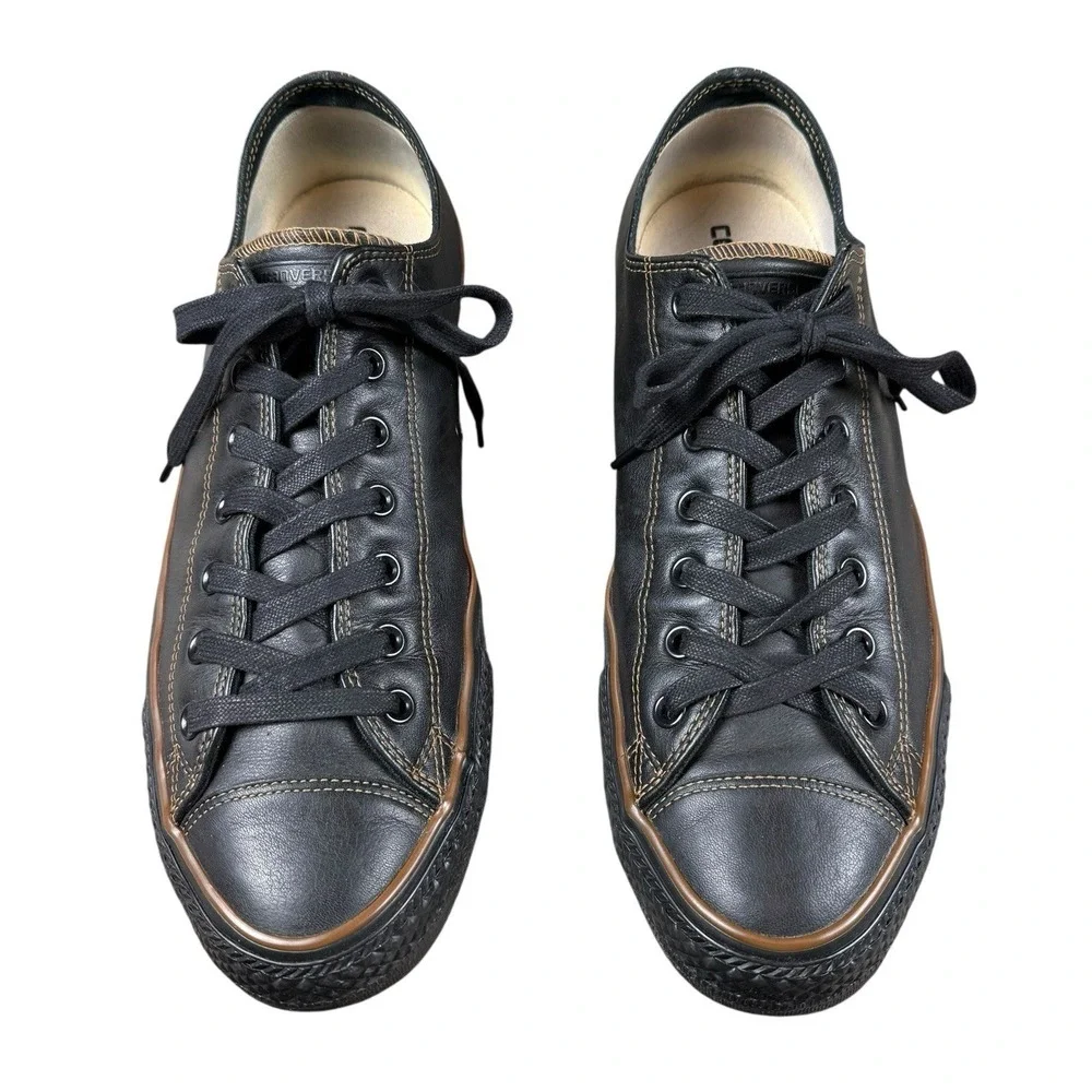 CONVERSE All Star Leather Low Top Mens 13 Black Brown Lace Up Casual Shoes